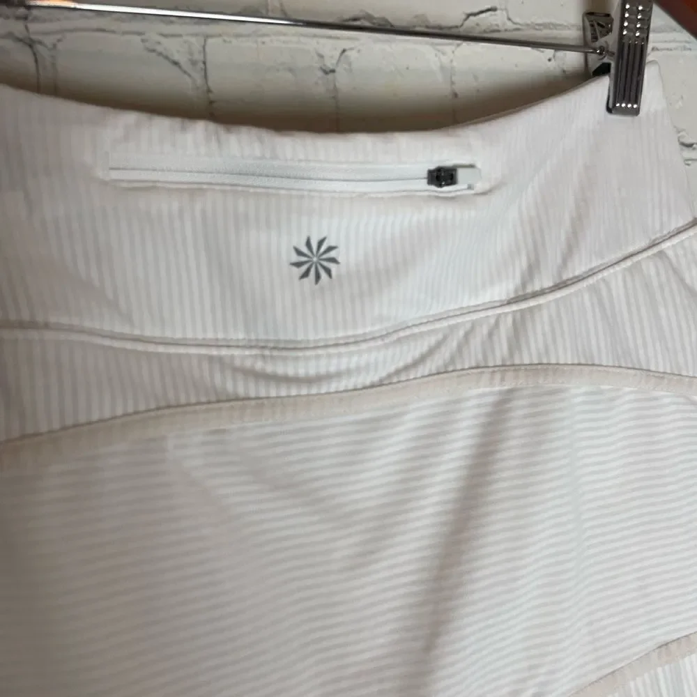 Athleta Womens Skort Ivory Striped Mini Pocket Pleated Stretch Activewear XS